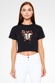Rakun Siyah Crop Top Tişört