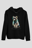 Rakun Siyah Unisex Hoodie