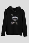 Rakun Siyah Unisex Hoodie