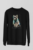 Rakun Siyah Unisex Sweatshirt