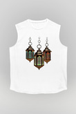 Ramazan Bayramı Baskılı Beyaz Unisex Kolsuz Tişört - Tshirt