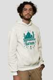 Ramazan Bayramı Baskılı Beyaz Unisex Kapüşonlu Sweatshirt