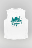 Ramazan Bayramı Baskılı Beyaz Unisex Kolsuz Tişört - Tshirt