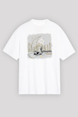 Ramazan Bayramı Baskılı Beyaz Unisex Oversize Tişört - Tshirt