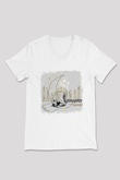 Ramazan Bayramı Baskılı Beyaz Unisex V Yaka Tişört - Tshirt