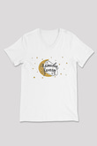 Ramazan Bayramı Baskılı Beyaz Unisex V Yaka Tişört - Tshirt