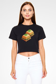 Ramazan Bayramı Baskılı Siyah Crop Top Kadın Tişört - Tshirt