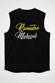 Ramazan Bayramı Baskılı Unisex Siyah Kolsuz Tişört - Tshirt