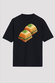 Ramazan Bayramı Baskılı Unisex Siyah Oversize Tişört - Tshirt