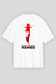 Rambo Beyaz Unisex Oversize Tişört T-Shirt