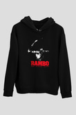 Rambo Siyah Unisex Kapşonlu Sweatshirt