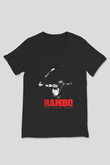 Rambo Siyah Unisex V Yaka Tişört T-Shirt