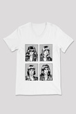 Ramones Beyaz Unisex V Yaka Tişört