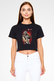 Randy Savage Siyah   Crop Top Tişört