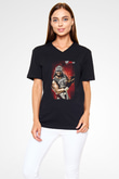 Randy Savage Siyah Unisex  V Yaka Tişört