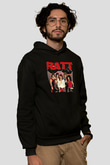 Ratt Baskılı Unisex Siyah Kapüşonlu Sweatshirt
