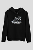 Ratt Baskılı Unisex Siyah Kapüşonlu Sweatshirt