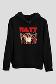 Ratt Baskılı Unisex Siyah Kapüşonlu Sweatshirt