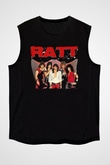 Ratt Baskılı Unisex Siyah Kolsuz Tişört - Tshirt