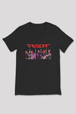 Ratt Baskılı Unisex Siyah V Yaka Tişört - Tshirt