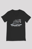 Ratt Baskılı Unisex Siyah V Yaka Tişört - Tshirt