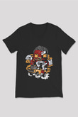 Red Hulk Anti Venom Car Race Baskılı Siyah Unisex V Yaka Tişört