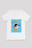 Ren and Stimpy Show Beyaz Unisex V Yaka Tişört T-Shirt