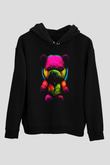 Renkli AyıcıkSiyah  Unisex Hoodie