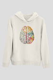 Renkli İnsan Beyni Baskılı Unisex Ekru Hoodie