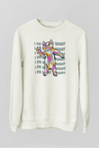Renkli Kedi Baskılı Unisex Beyaz  Sweatshirt