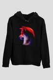 Renkli KurtSiyah  Unisex Hoodie