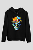 Renkli KurukafaSiyah  Unisex Hoodie