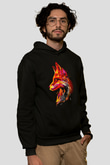 Renkli TilkiSiyah  Unisex Hoodie