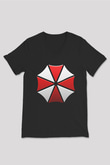 Resident Evil Siyah Unisex V Yaka Tişört T-Shirt