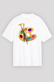 Ressam Beyaz Unisex Oversize Tişört T-Shirt