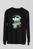 Retro Gameboy Baskılı Unisex Siyah  Sweatshirt