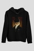 Retro Kedi Tablo Siyah  Unisex Hoodie