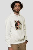 Rihanna Baskılı Unisex Beyaz Kapüşonlu Sweatshirt
