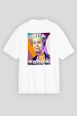 Rita Levi Montalcini Baskılı Unisex Oversize Beyaz Tişört - Tshirt