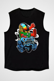 Road Daft Punk Baskılı Siyah Unisex Kolsuz Tişört