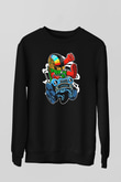 Road Daft Punk Baskılı Siyah Unisex Sweatshirt