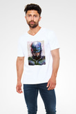 RoboCop Beyaz Unisex V Yaka Tişört