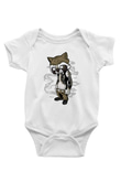Rocket Gangster Baskılı Beyaz Unisex Bebek Body - Zıbın