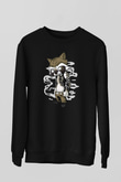 Rocket Gangster Baskılı Siyah Unisex Sweatshirt