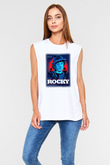 Rocky Beyaz Unisex Kolsuz Tişört
