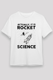 Roket Bilim Baskılı Unisex Beyaz Tişört - Tshirt