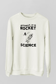 Roket Bilim Baskılı Unisex Ekru Sweatshirt