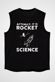 Roket Bilim Baskılı Unisex Kolsuz Siyah Tişört - Tshirt