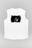 Rory Gallagher Baskılı Beyaz Unisex Kolsuz Tişört - Tshirt