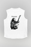 Rory Gallagher Baskılı Beyaz Unisex Kolsuz Tişört - Tshirt